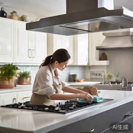 “油烟机定期清洗，防油污”