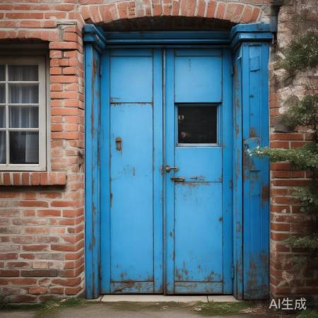 蓝色老防盗门装饰，品味经典家居之美