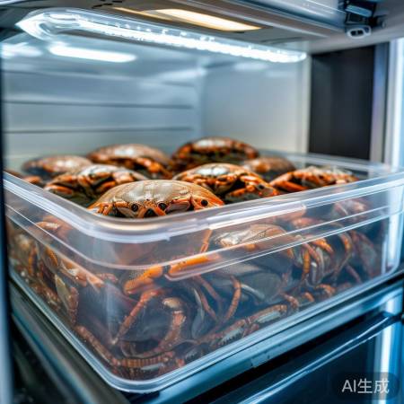 冰箱保鲜层，4度保存蟹肉佳