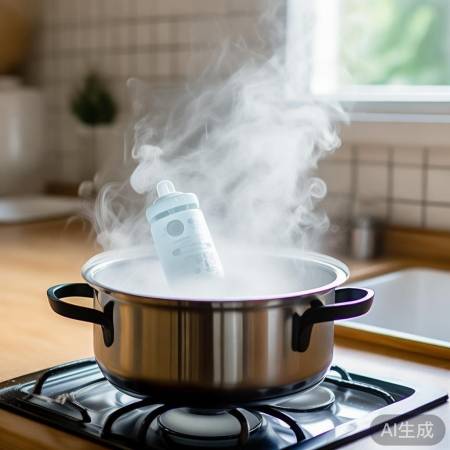 奶嘴消毒：消毒器或蒸锅5-10