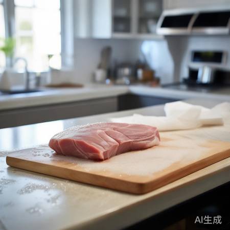 “洗净擦干猪肉”