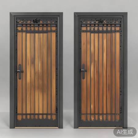 防盗门结构：铁皮与钢木