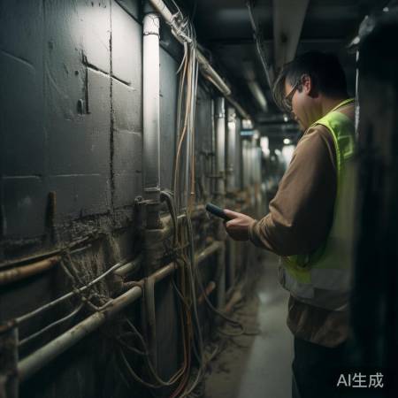 轻敲楼道设施，听异常响声。