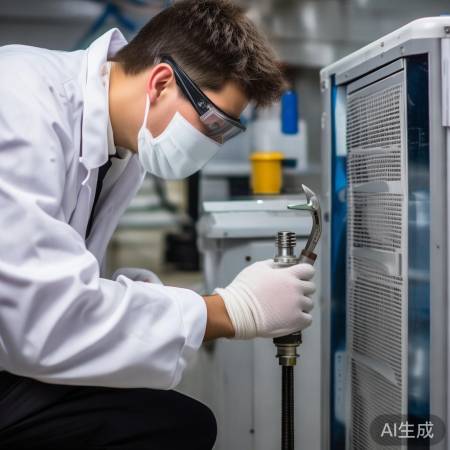 安装空调丝口,拧紧防漏气