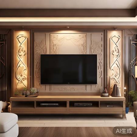 PU线电视机背景墙，打造家居时尚新体验