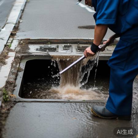 排污口开启，污垢排出