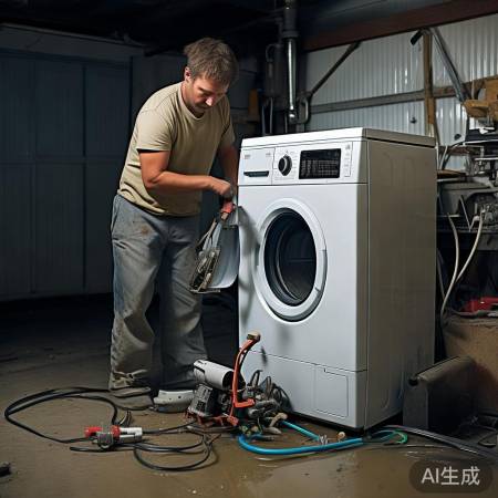 洗衣机马达变抽水机，应急使用。