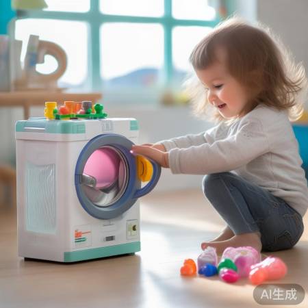 迷你洗衣机玩具：小巧多功能，孩子清洁好帮手