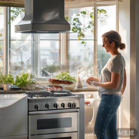 火星人灶全进风，抽油烟清新烹饪