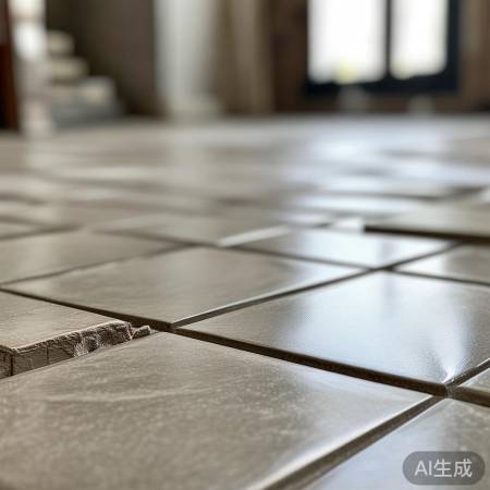 瓷砖铺设，留缝防滑，为洗衣机预