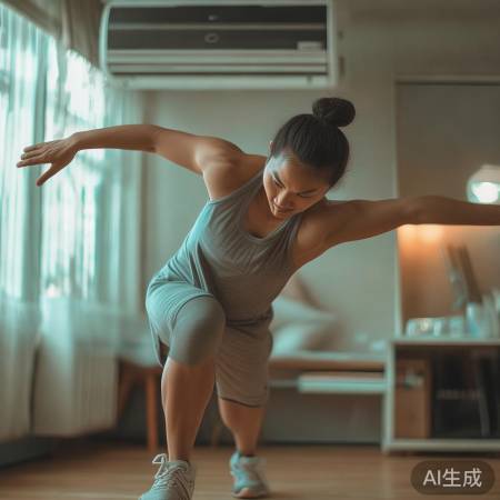 空调房内做伸展运动