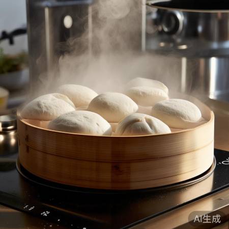 蒸馍步骤:蒸笼留距,蒸20分钟